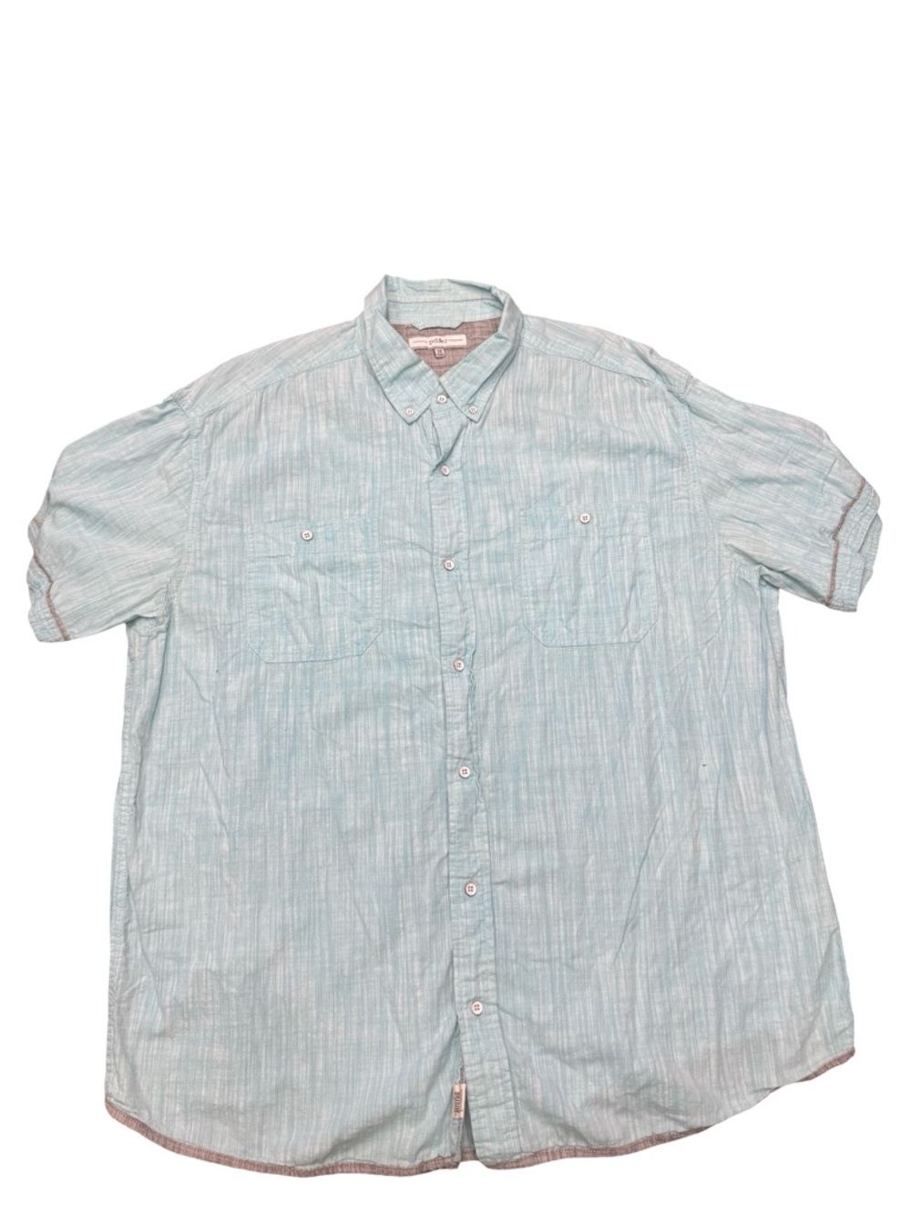 PD&C Seafoam Green Short Sleeve Button Down Shirt Mens XL Lightweight Casual